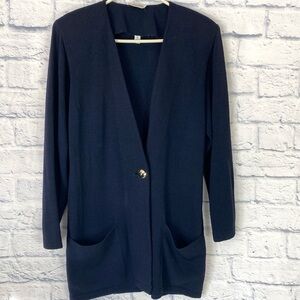 St. John vintage navy blue one button cardigan sweater